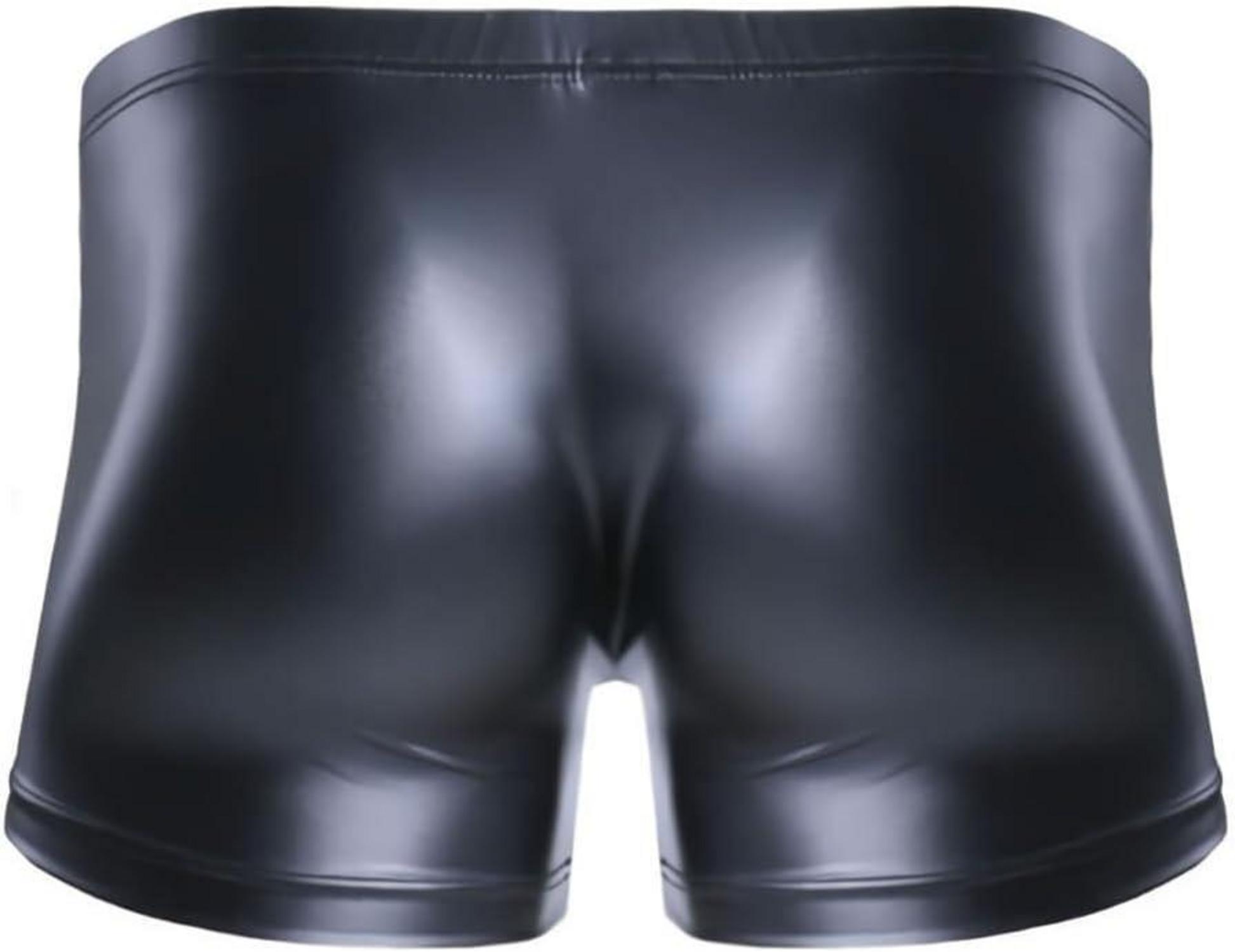 Erotische Herren Boxershorts Wetlook Leder Optik Reizwäsche XL Schwarz