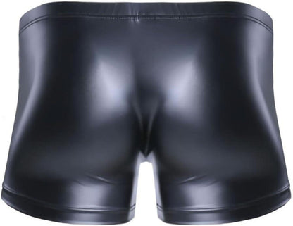 Erotische Herren Boxershorts Wetlook Leder Optik Reizwäsche XL Schwarz