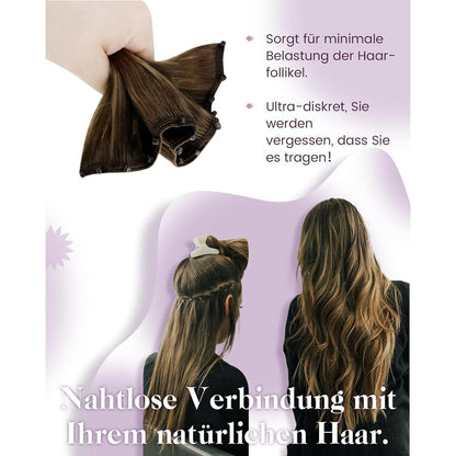 Blond Highlight Echthaar Tressen – Micro Bead Haarverlängerung #18/613