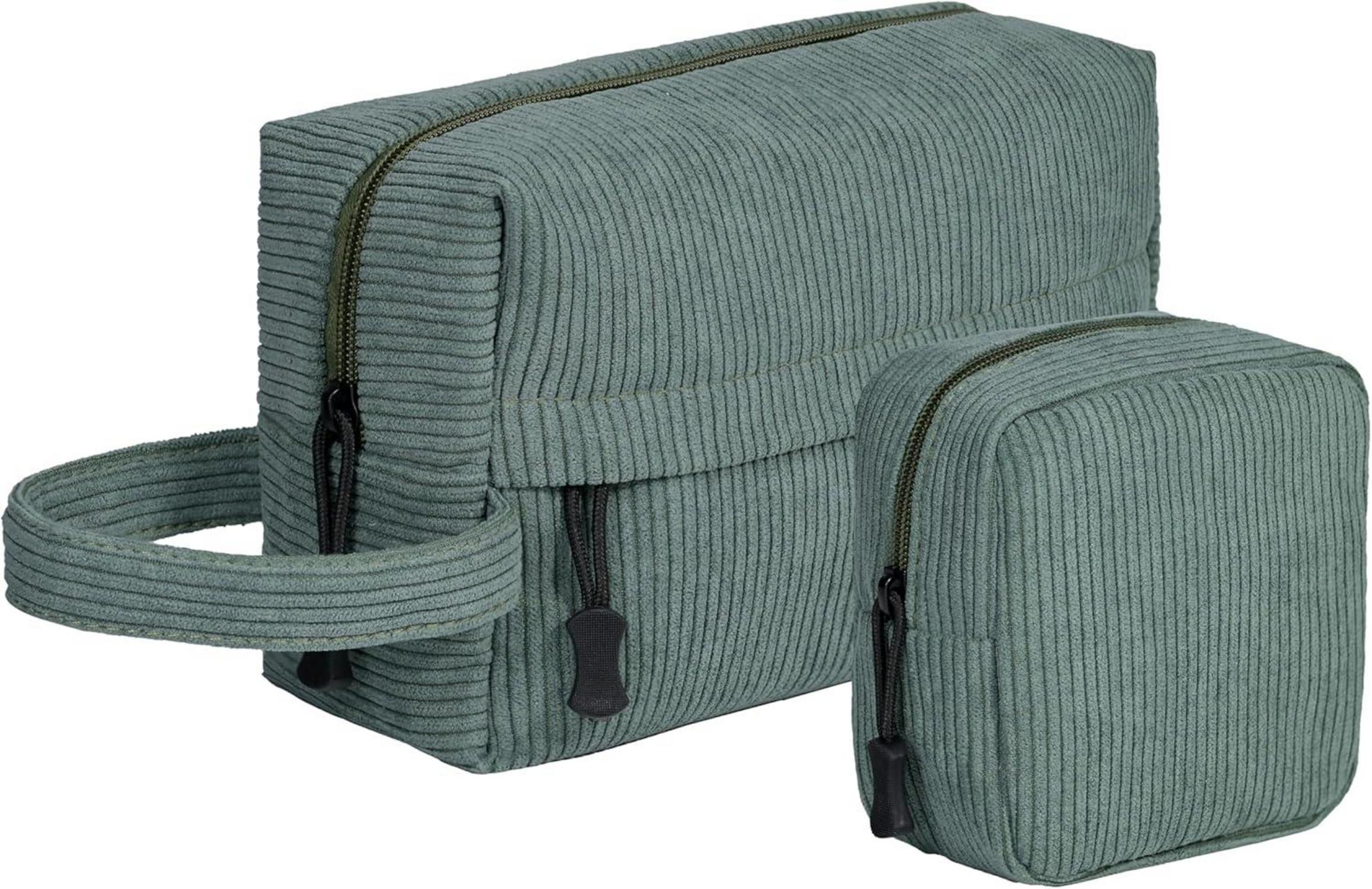 Kosmetiktasche Damen Cord Set Kulturtasche Make-up Tasche Grün-2set
