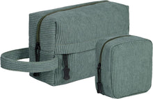 Kosmetiktasche Damen Cord Set Kulturtasche Make-up Tasche Grün-2set