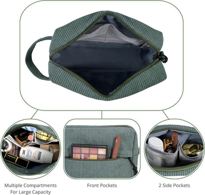 Kosmetiktasche Damen Cord Set Kulturtasche Make-up Tasche Grün-2set