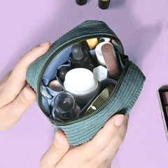 Kosmetiktasche Damen Set Cord Kulturtasche Make-up Beutel Cosmetic Bag Grün 2er Set