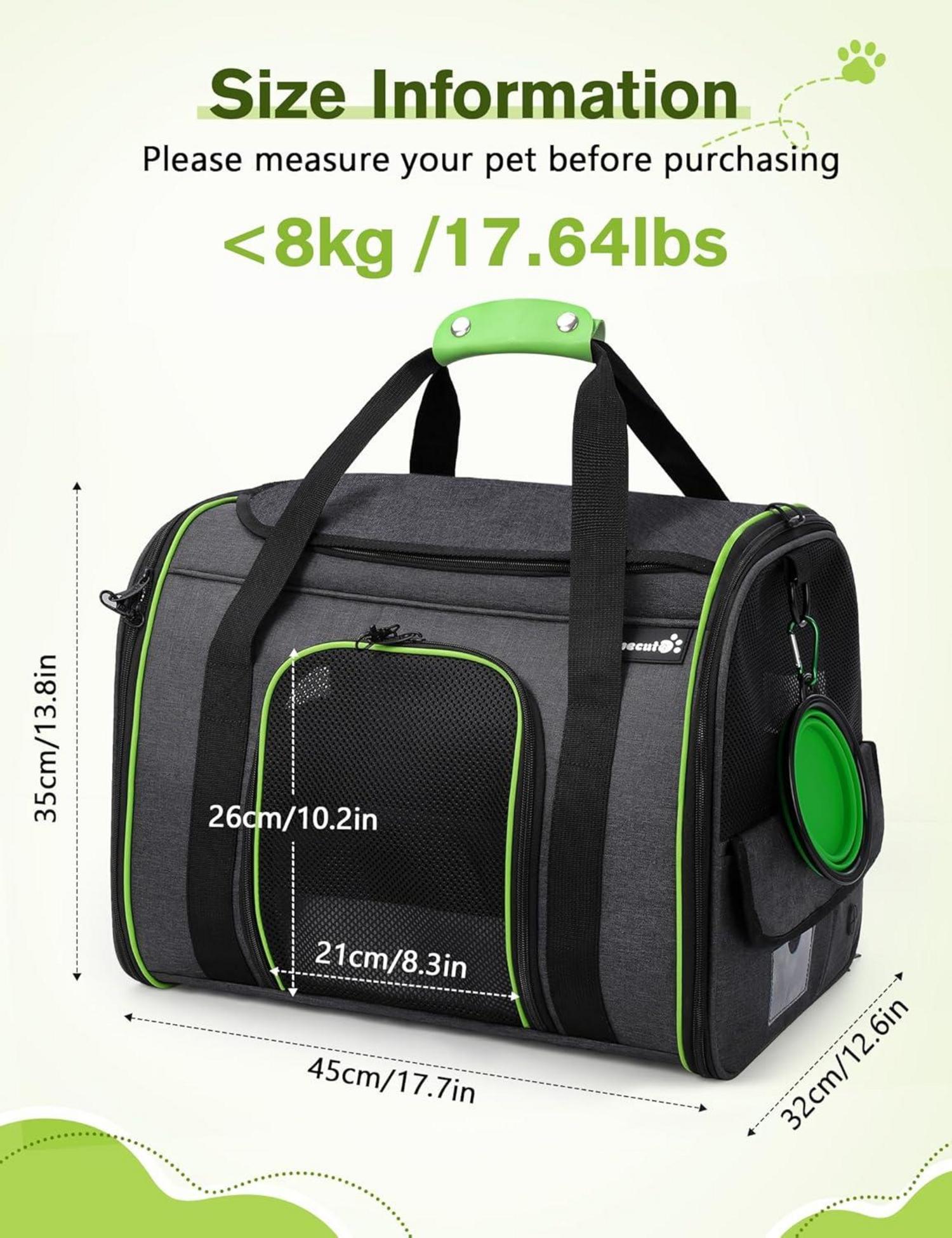 Pecute Transportbox Katze faltbar Schultergurt 45x35x32cm