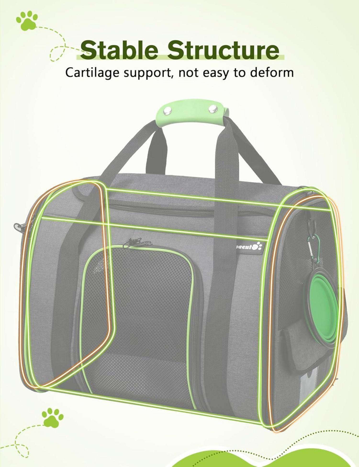 Transportbox Katze, Faltbare Katzentasche Hundetragetasche XL Dunkelgrün