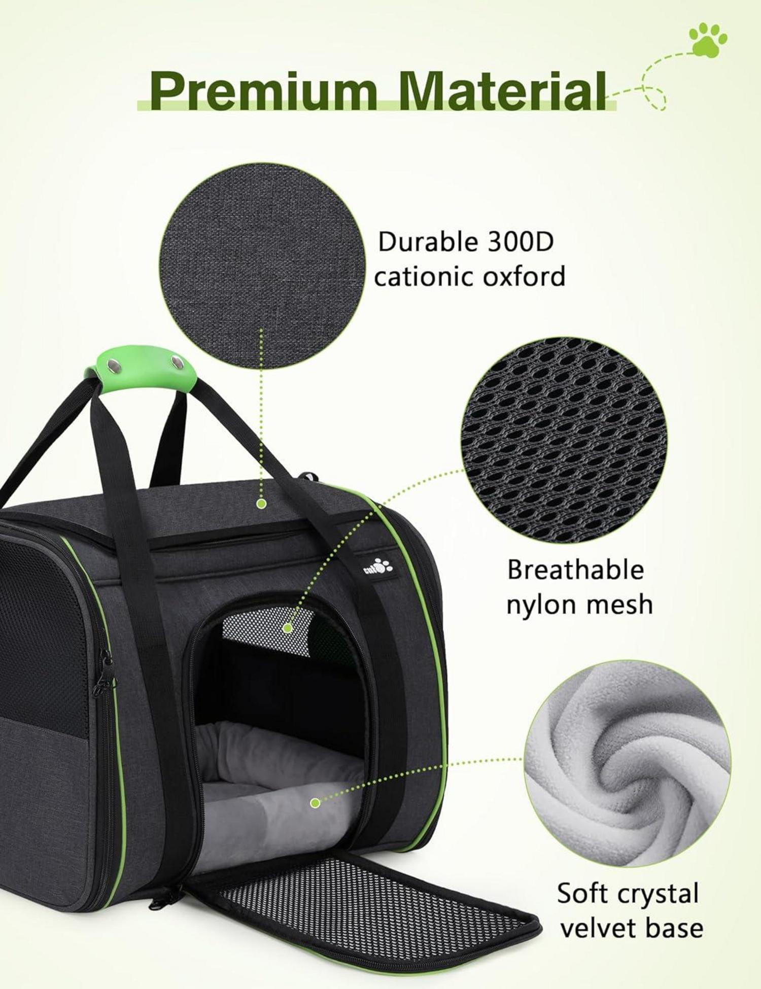 Transportbox Katze Katzen Hund Faltbar Schultergurt XL Dunkelgrün