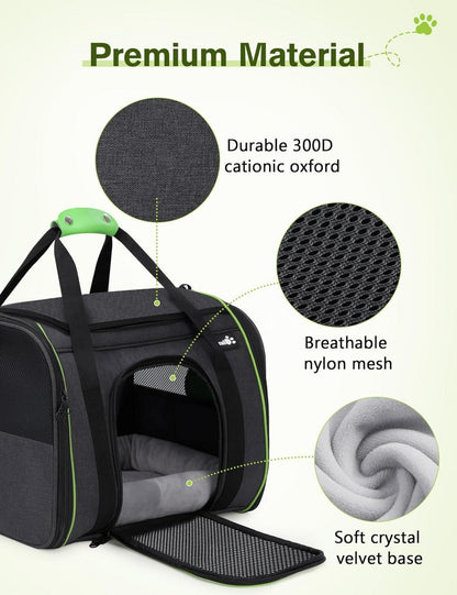 Transportbox Katze Katzen Hund Faltbar Schultergurt XL Dunkelgrün