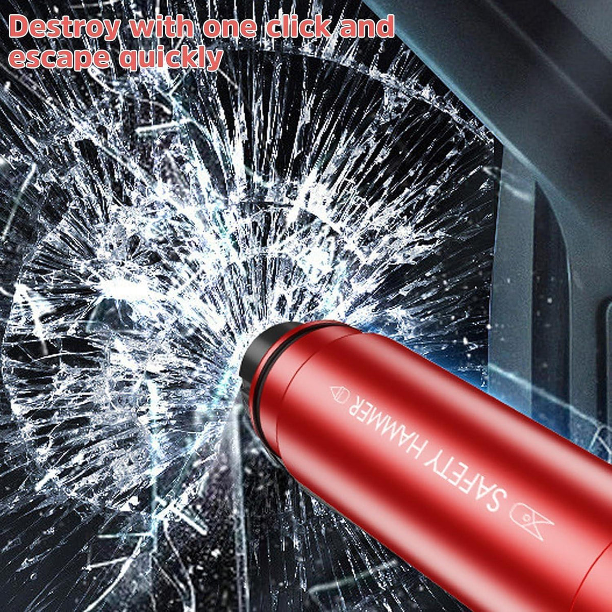 Notfallhammer Auto mit Gurtschneider – Sicherheitswerkzeug Rot