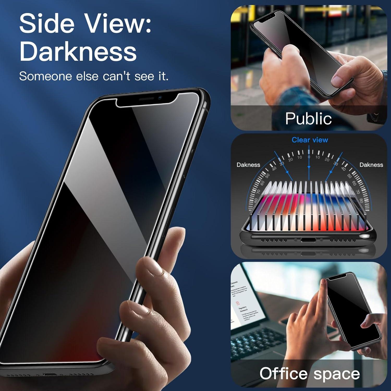 Sichtschutz Panzerglas iPhone 11 Pro/X/XS (5,8 Zoll) 3 Stück 9H Härte