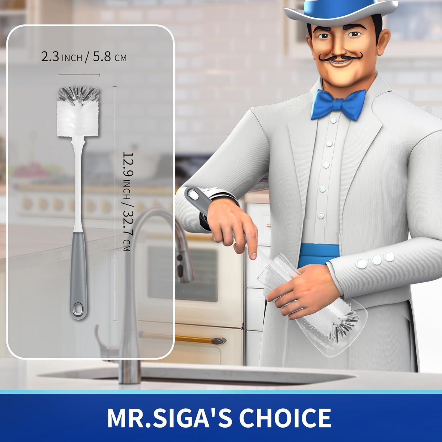 Flaschenbürste mit langem Griff, Flexible Scheuerbürste für