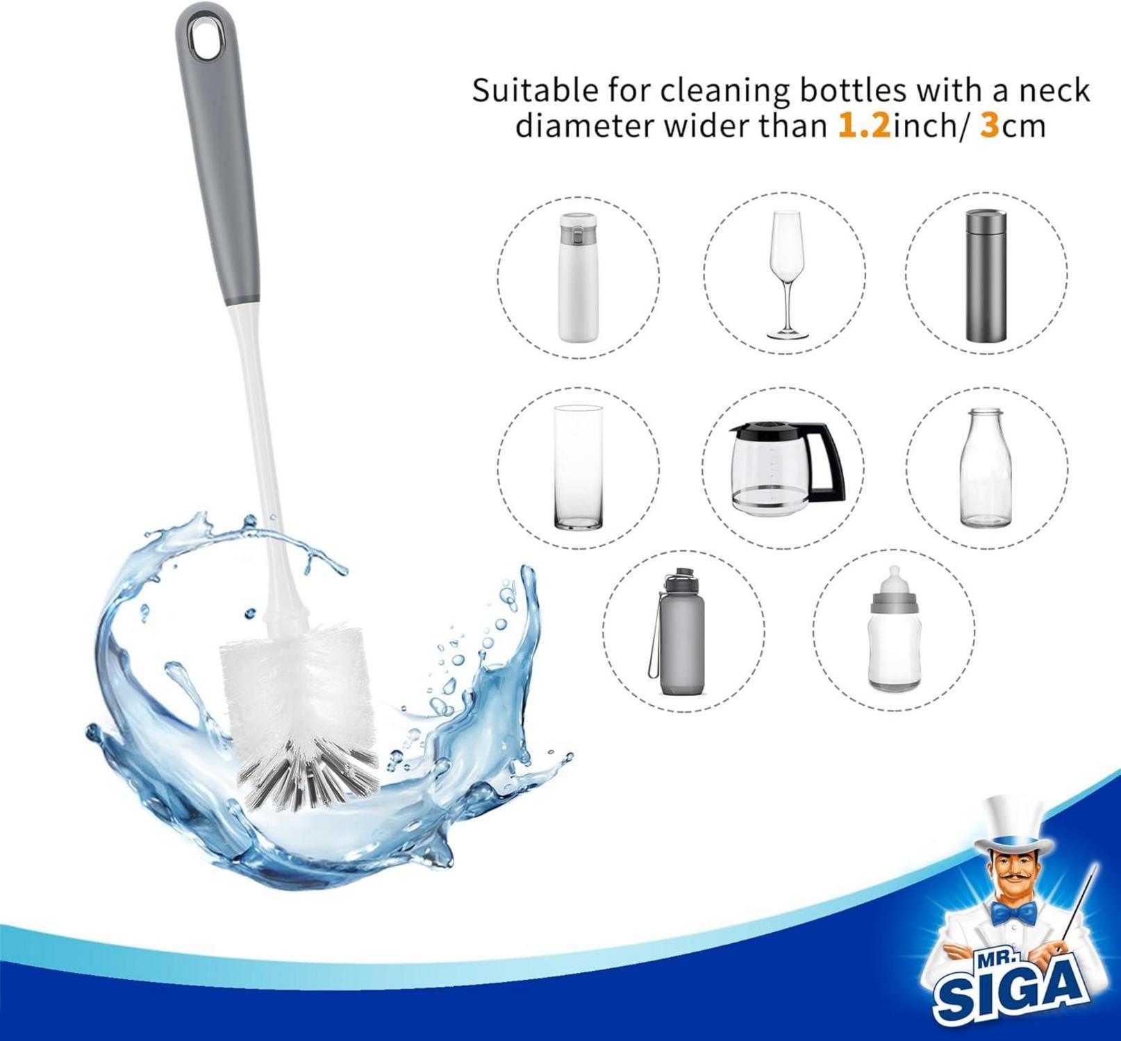 Flaschenbürste mit langem Griff, Flexible Scheuerbürste, 2 Stück