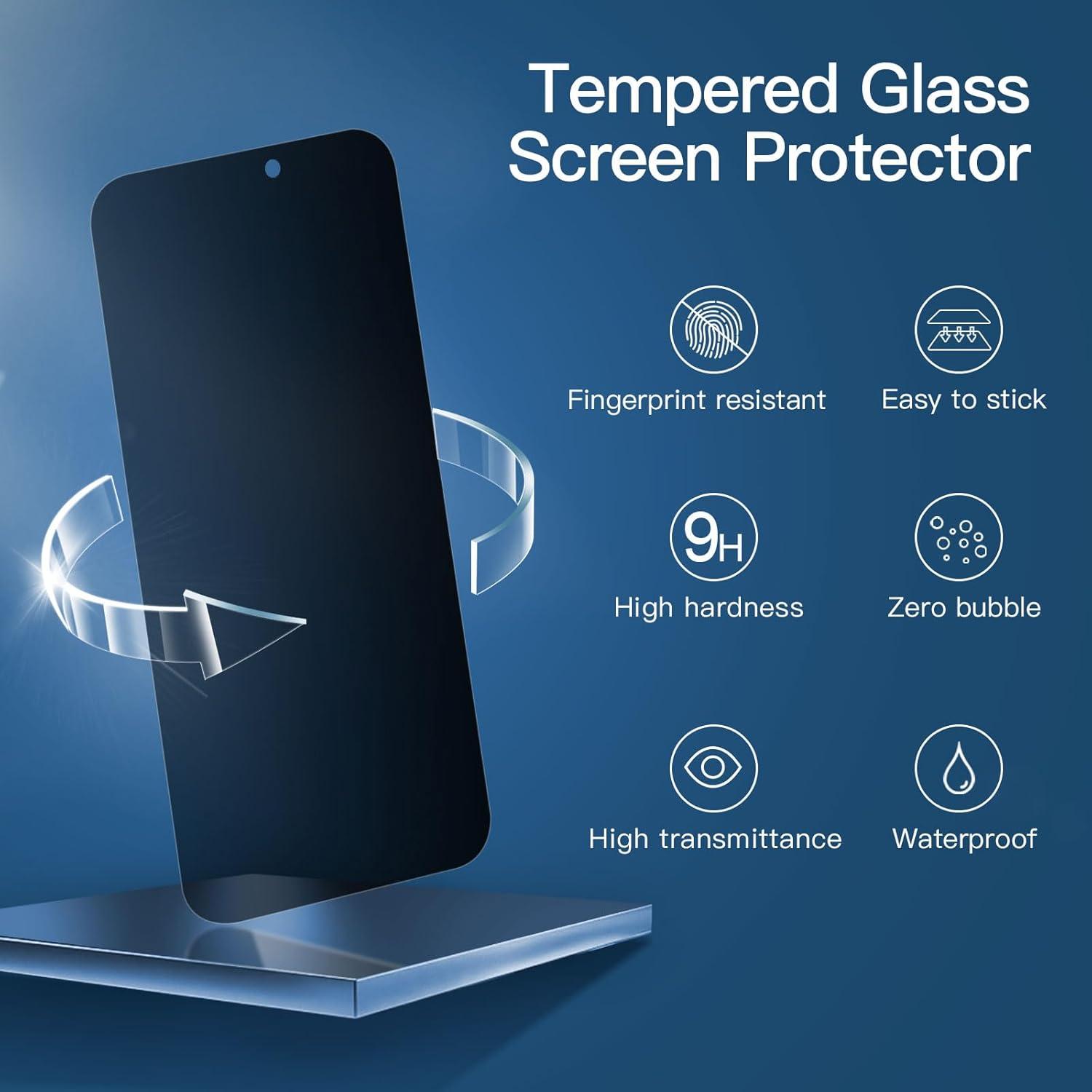 Sichtschutz Panzer Schutz Glas für iPhone 15 Pro, 6,1 Zoll, 3