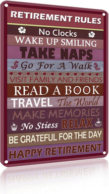 Inspirational Retirement Rules Wall Decor Sign 20x30 cm