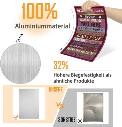 Inspirational Retirement Rules Wall Decor Sign 20x30 cm