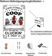 Welcome To Our Coop Lustiges Hühnerstall Metallschild