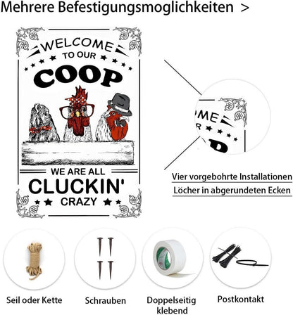 Welcome To Our Coop Lustiges Hühnerstall Metallschild