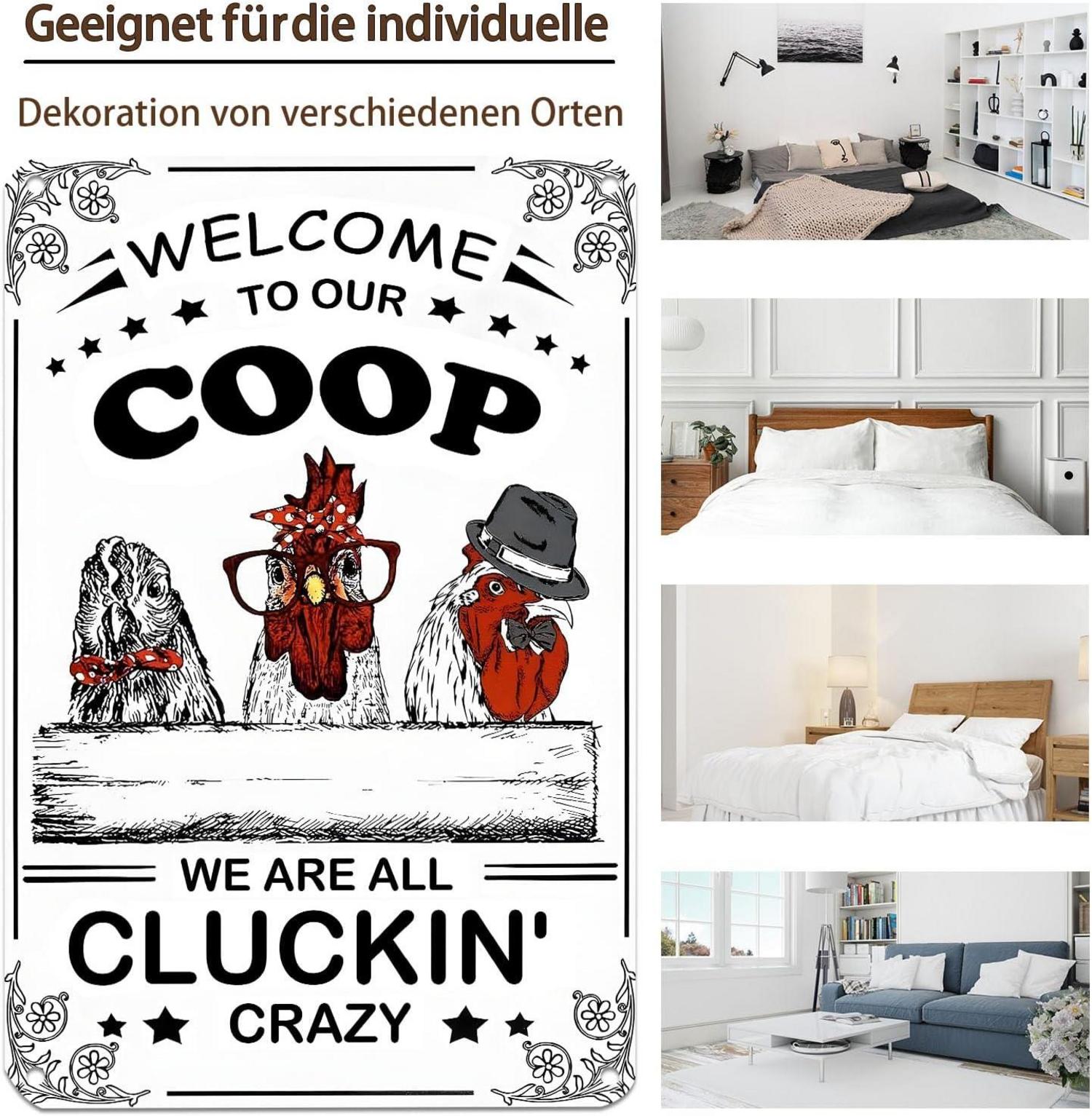 Hühnerstall Deko Schild Metall lustig Coop Chicken Room Art 20x30cm