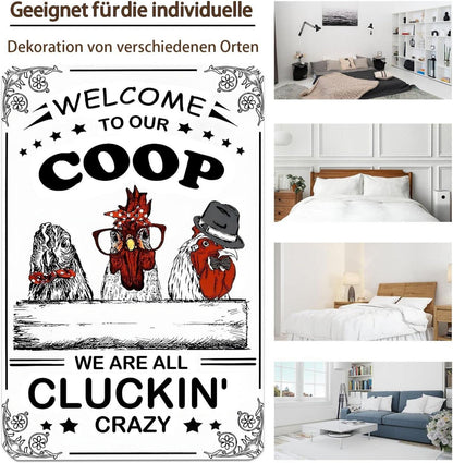 Hühnerstall Deko Schild Metall lustig Coop Chicken Room Art 20x30cm