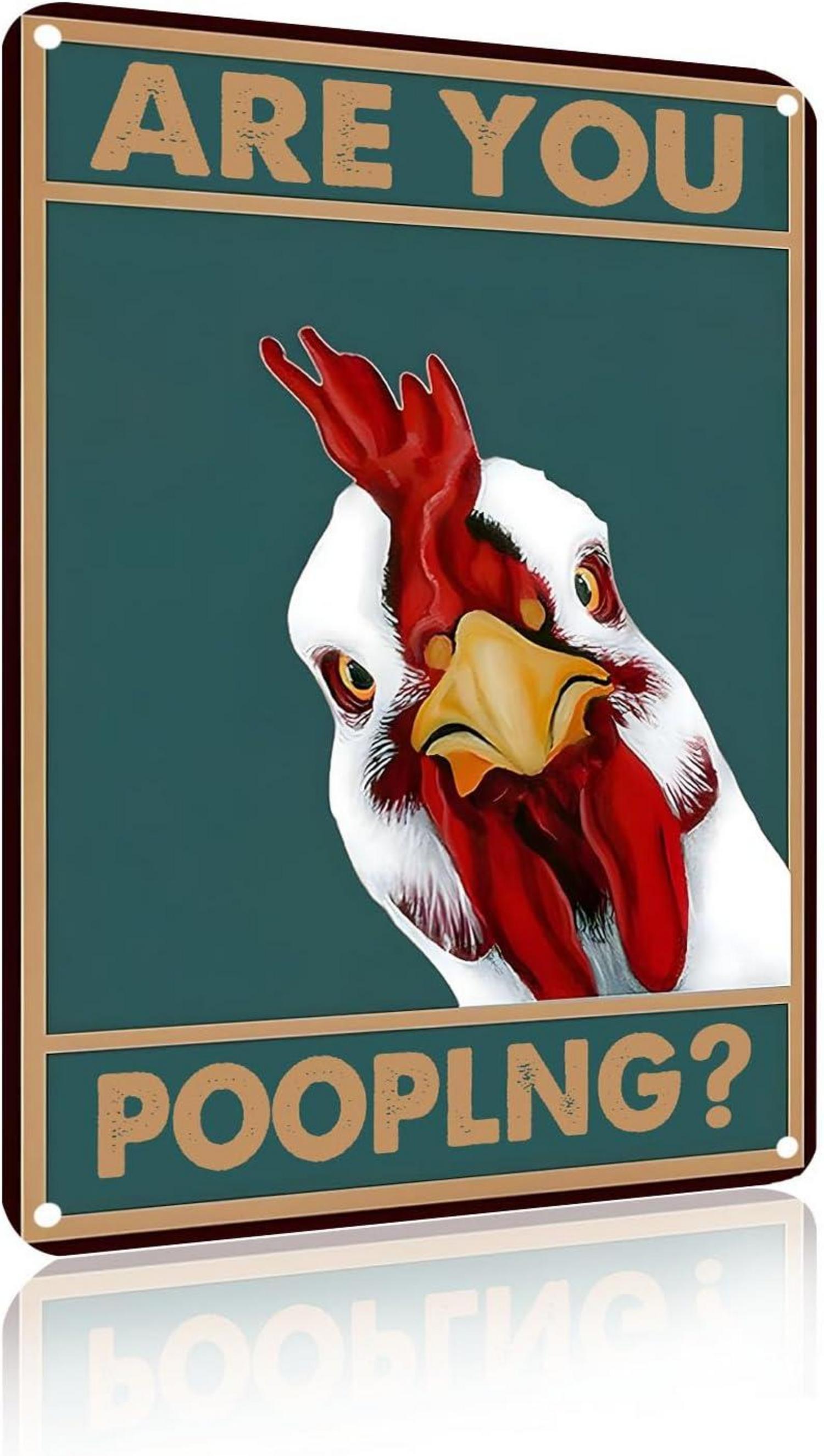 Lustiges Huhn Vintage Zinn Zeichen Bad Toilette Wanddekoration 20x30cm