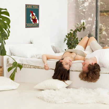 Lustiges Vintage Huhn Are You Pooping Zinn Zeichen für Bad 20x30 cm