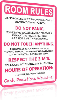 Lustiges Pink Room Rules Metallschild 20x30 cm Teenager Mädchen Jungen