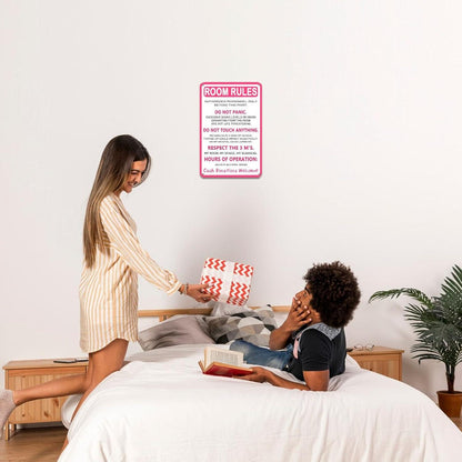 Pink Room Rules Metallschild Teenager Mädchen Jungen Schlafzimmer Gaming 20x30