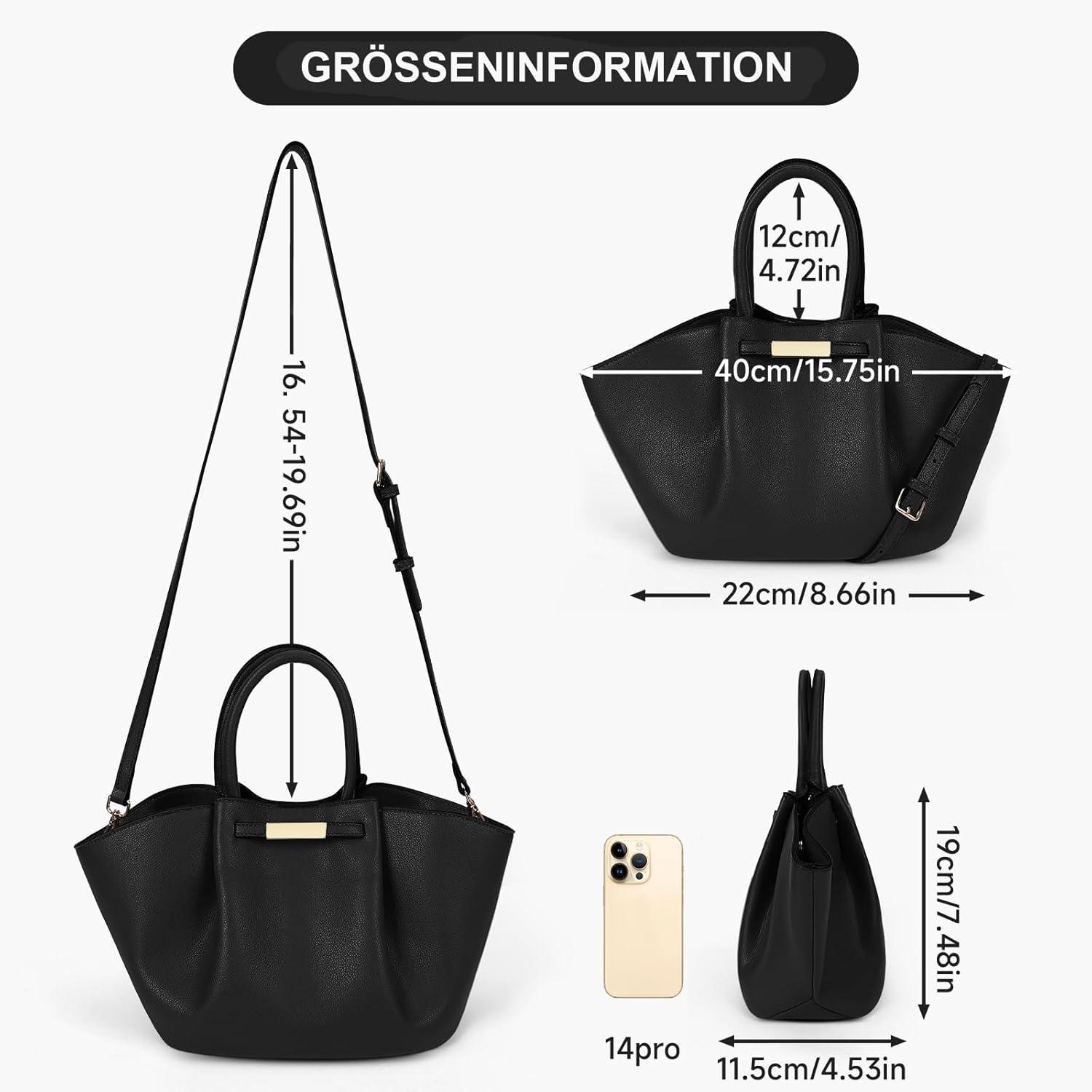 Tote Bag Damen Groß Kunstleder Handtasche Umhängetasche Beuteltasche