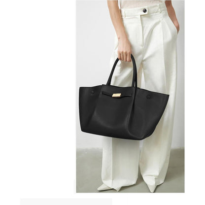 Schwarze Tote Bag Damen Groß Kunstleder Shopper Schwarz