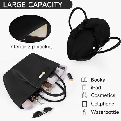 TIAASTAP Damen Tote Bag Kunstleder Handtasche Groß Schwarz