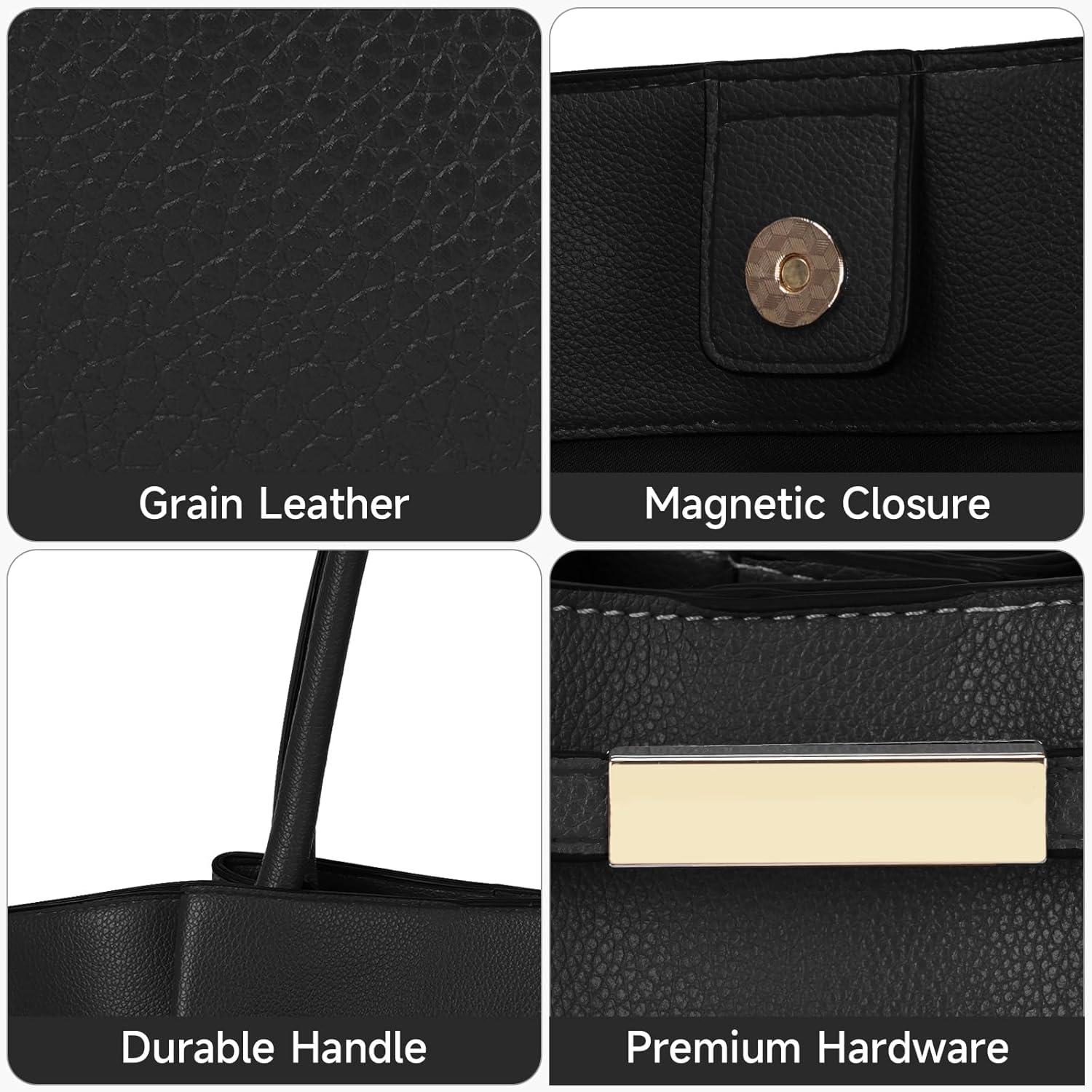 Damen Tote Bag Shopper Handtasche Kunstleder Schultertasche Schwarz