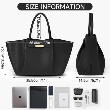 Tote Bag Damen Schultertasche Groß Kunstleder SchwarzHenkeltaschen