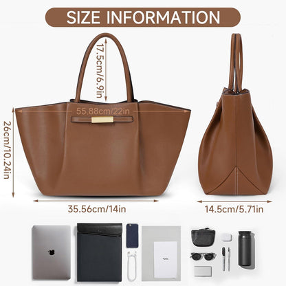 Tote Bag Damen Groß Braun Kunstleder Umhängetasche