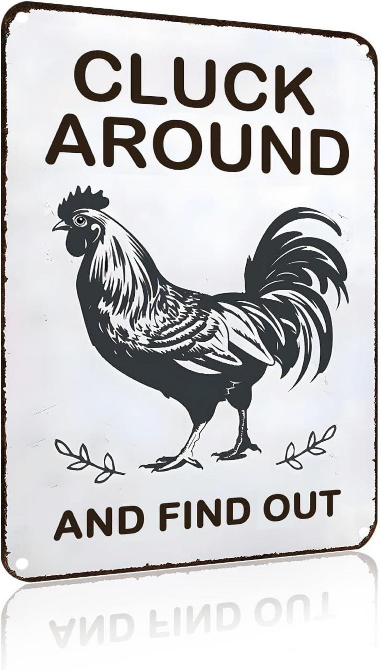 Lustiges Huhn Cluck Around Zinn Zeichen Home Farm Dekor 20x30cm