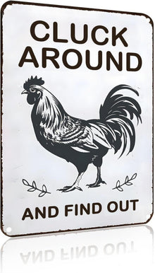 Lustiges Huhn Cluck Around Zinn Zeichen Home Farm Dekor 20x30cm