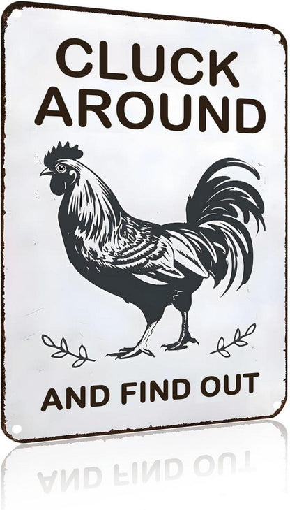 Lustiges Huhn Cluck Around Zinn Zeichen Home Farm Dekor 20x30cm