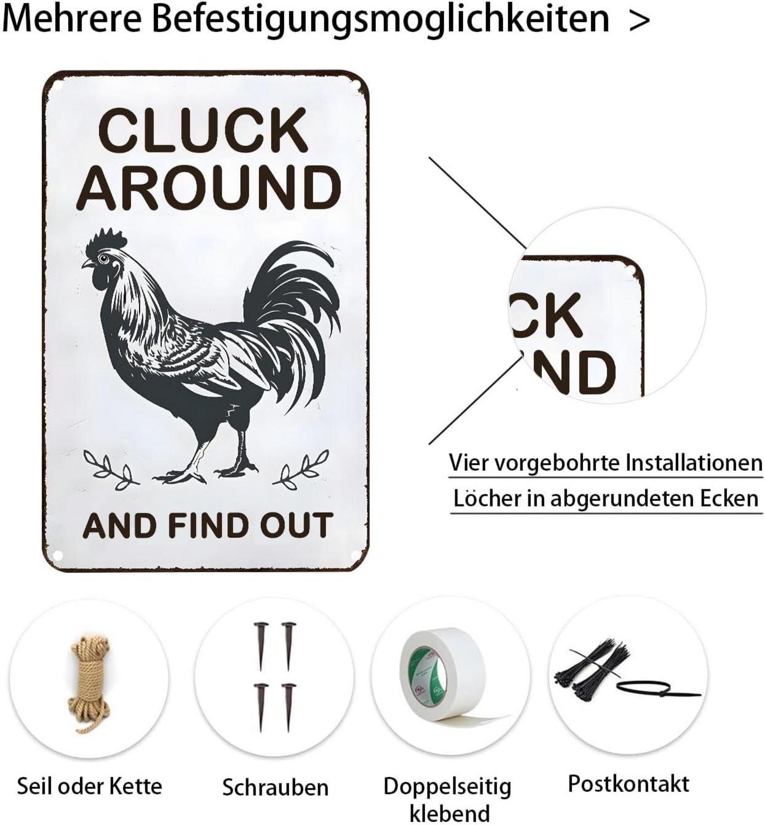 Lustiges Huhn Zinn Zeichen für Haus & Garten Dekor 20x30 cm