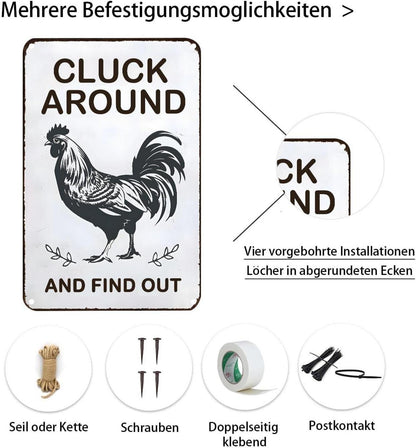 Lustiges Huhn Zinn Zeichen für Haus & Garten Dekor 20x30 cm