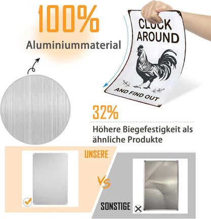 Lustiges Huhn Cluck Around Zinn Zeichen Home Farm Dekor 20x30cm