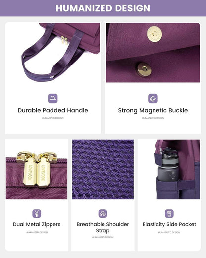 Arbeitsrucksack Damen Cityrucksack 15,6 Zoll Violett Blau