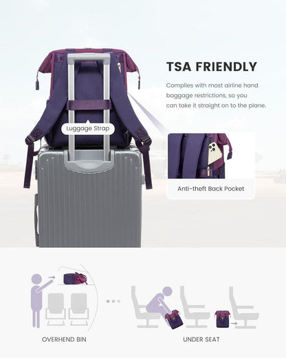 Moderne Damenrucksack Lila für Uni, Arbeit, 15,6 Zoll, Wasserdicht