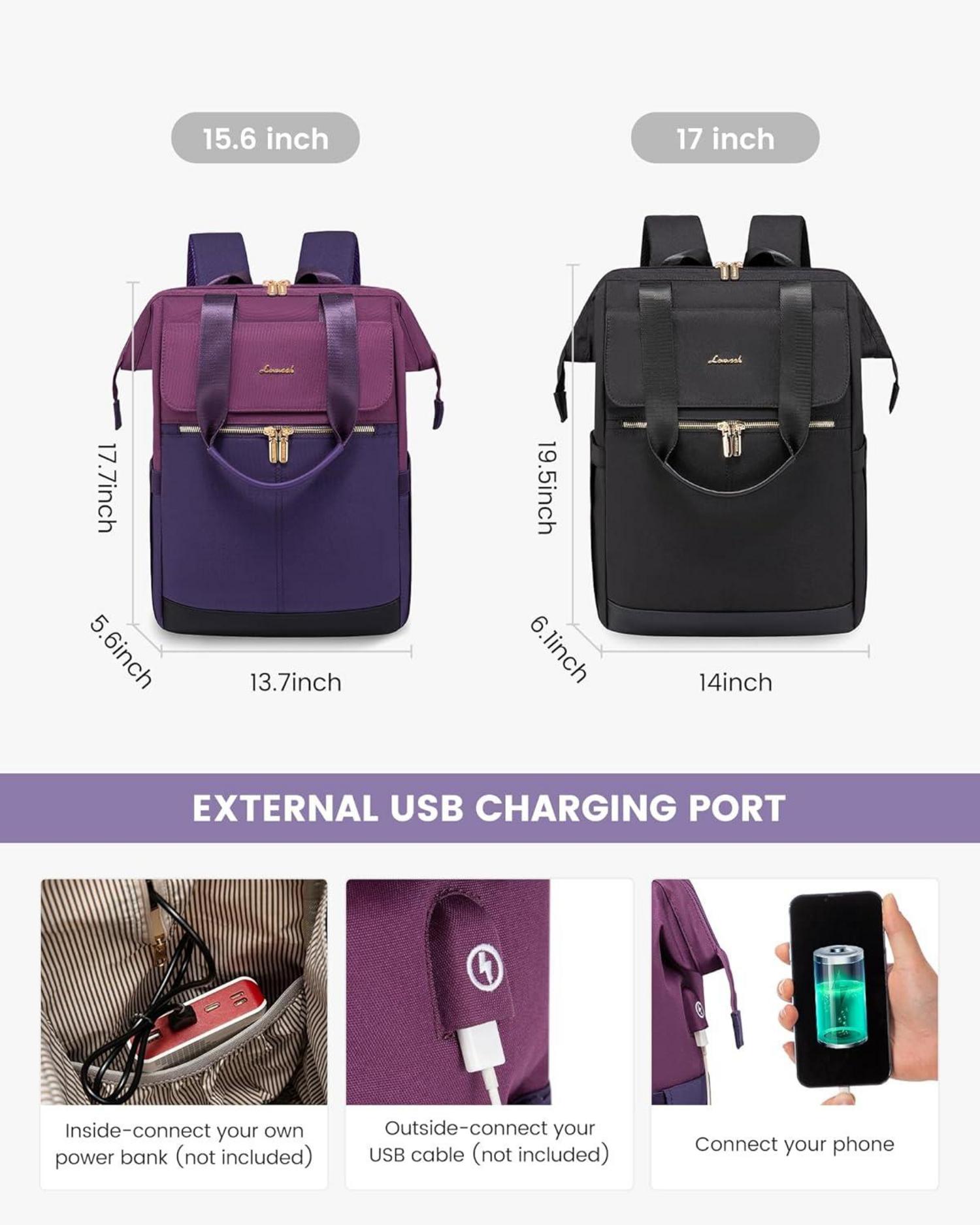 Damen Rucksack lila Arbeitsrucksack modern Schultasche Cityrucksack