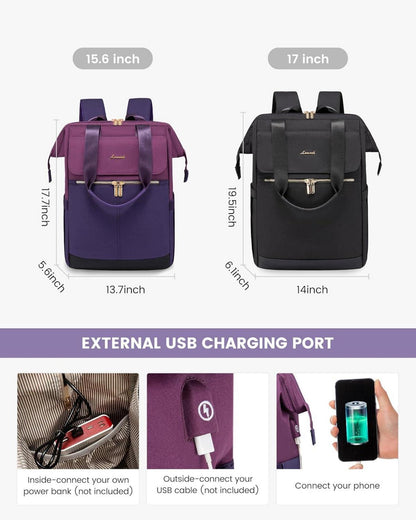 Damen Rucksack lila Arbeitsrucksack modern Schultasche Cityrucksack