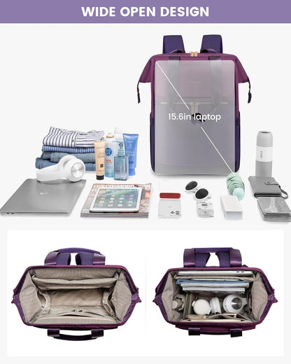 Lila Arbeitsrucksack Damen 15,6 Zoll Moderner Schultaschen-Rucksack