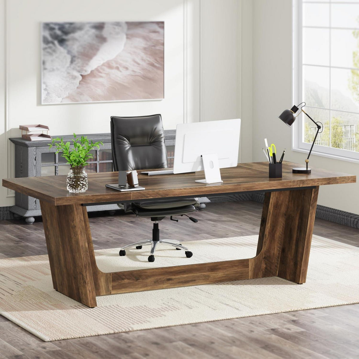 Großer Schreibtisch 180x79cm – Rustikaler Home Office Arbeitstisch