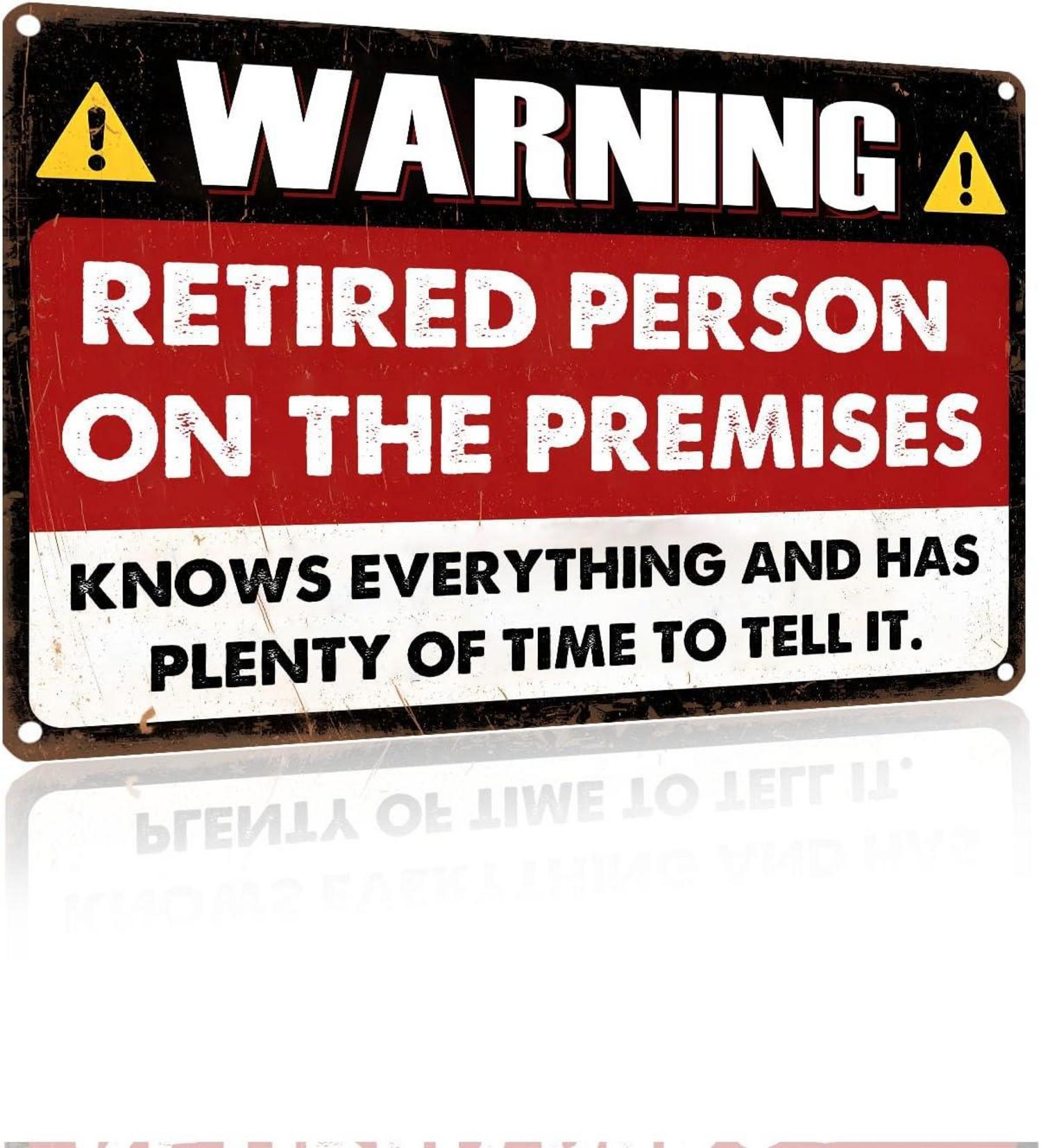 Vintage Warnung Rentner Metallschild Weiblich/männlich 20x30 cm