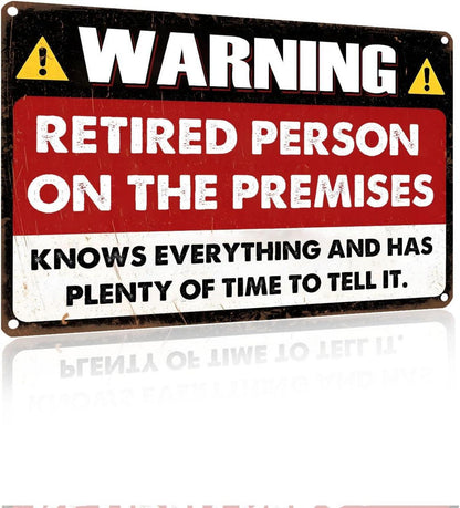 Vintage Warnung Rentner Metallschild Weiblich/männlich 20x30 cm