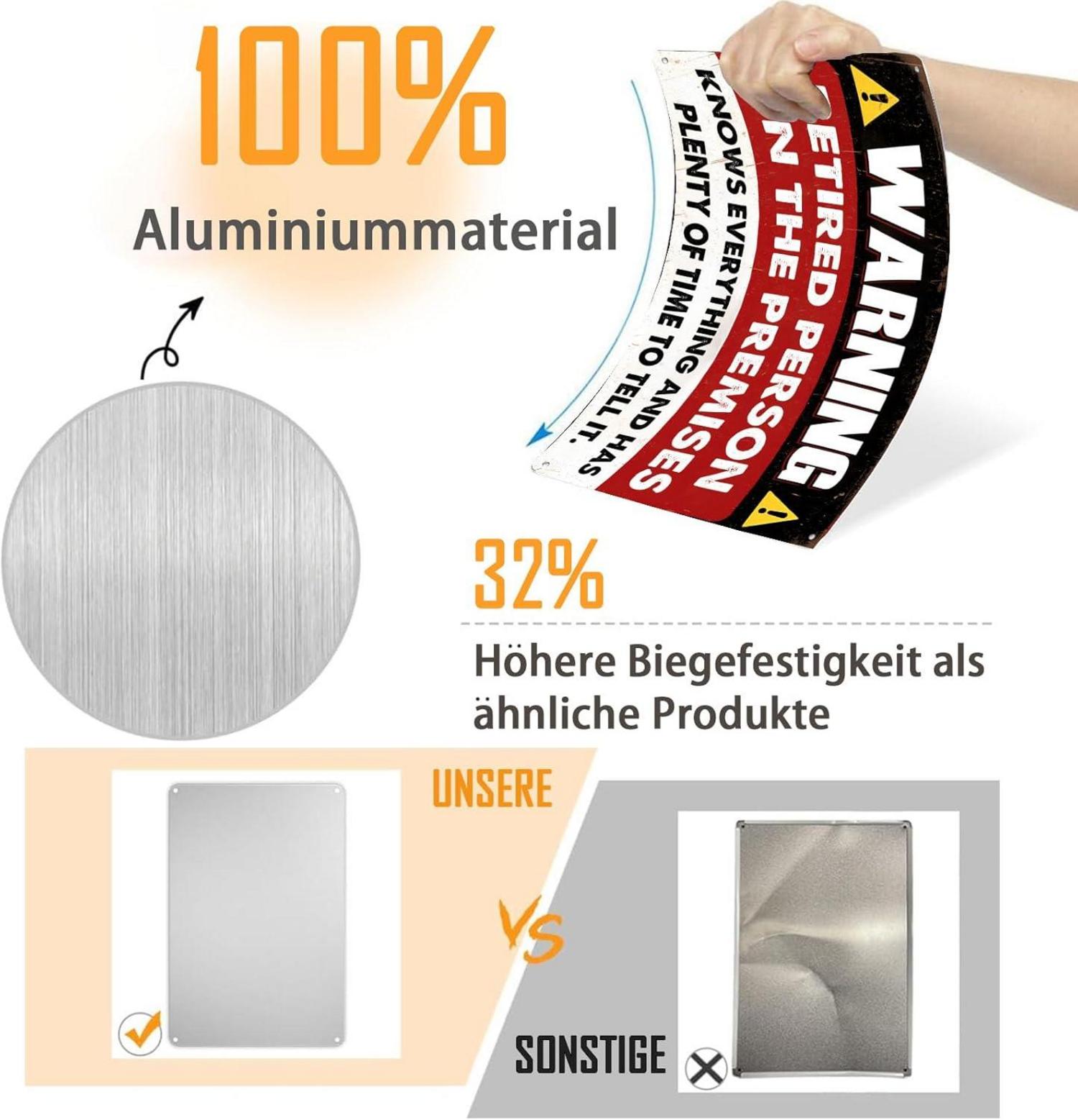 Vintage Warnung Rentner Metallschild Weiblich/männlich 20x30 cm