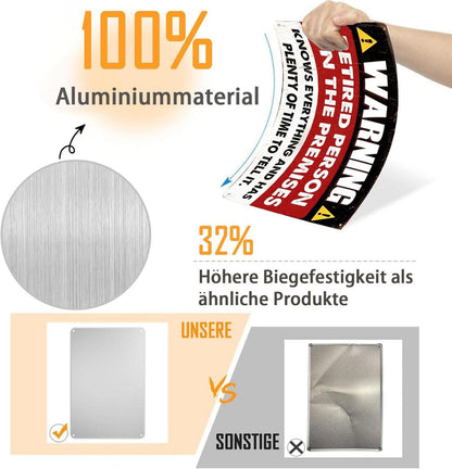 Vintage Warnung Rentner Metallschild Weiblich/männlich 20x30 cm