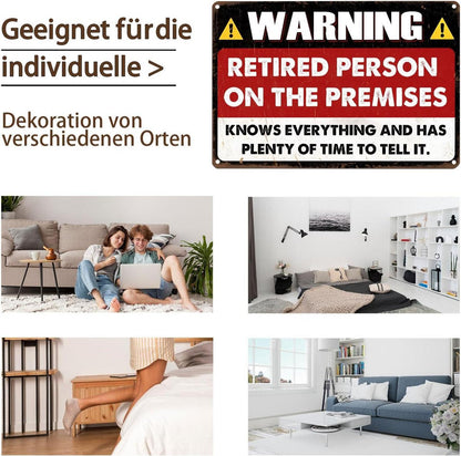 Weiblich/männlich Ruhestand Geschenk Metallschild Warnung Rentner Vintage Tür