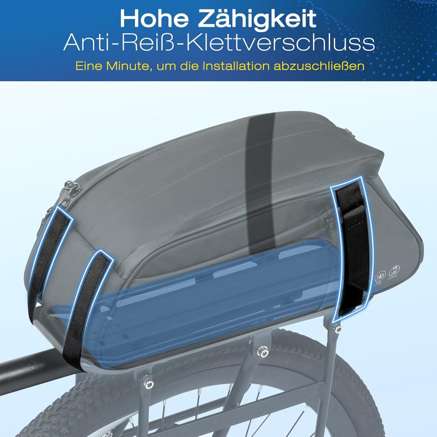 Toptrek 3-In-1 Gepäckträgertasche 8L Volumen mit Regenschutz
